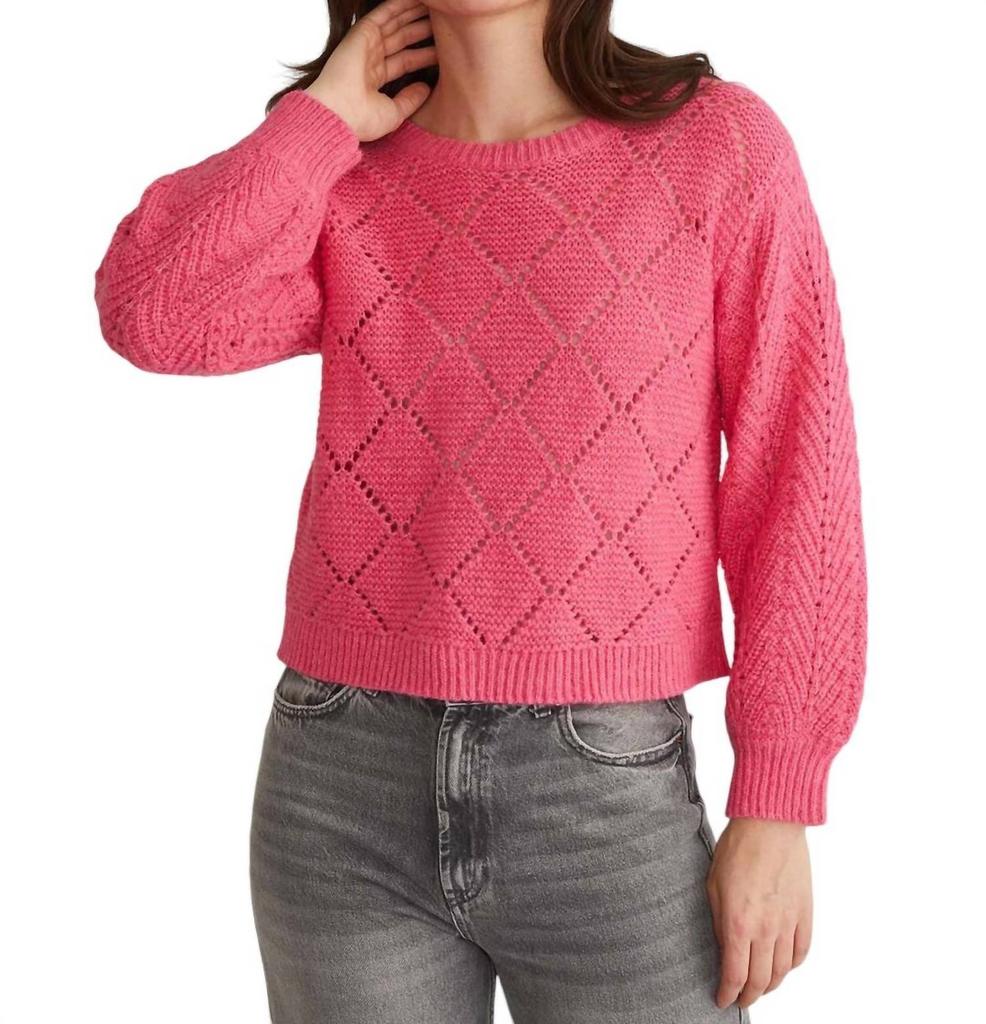 525 America Kelsey Pointelle Sweater In Carmine Rose