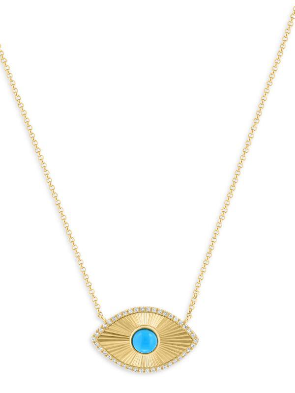 Effy 14K Yellow Gold, Turquoise & Diamond Necklace