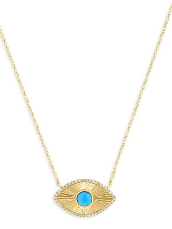 Effy 14K Yellow Gold, Turquoise & Diamond Necklace 1