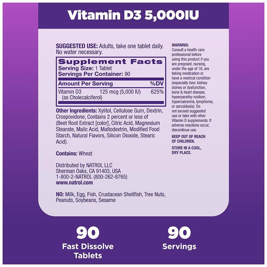 Natrol Vitamin D3 5,000 IU Fast Dissolve Strawberry 8