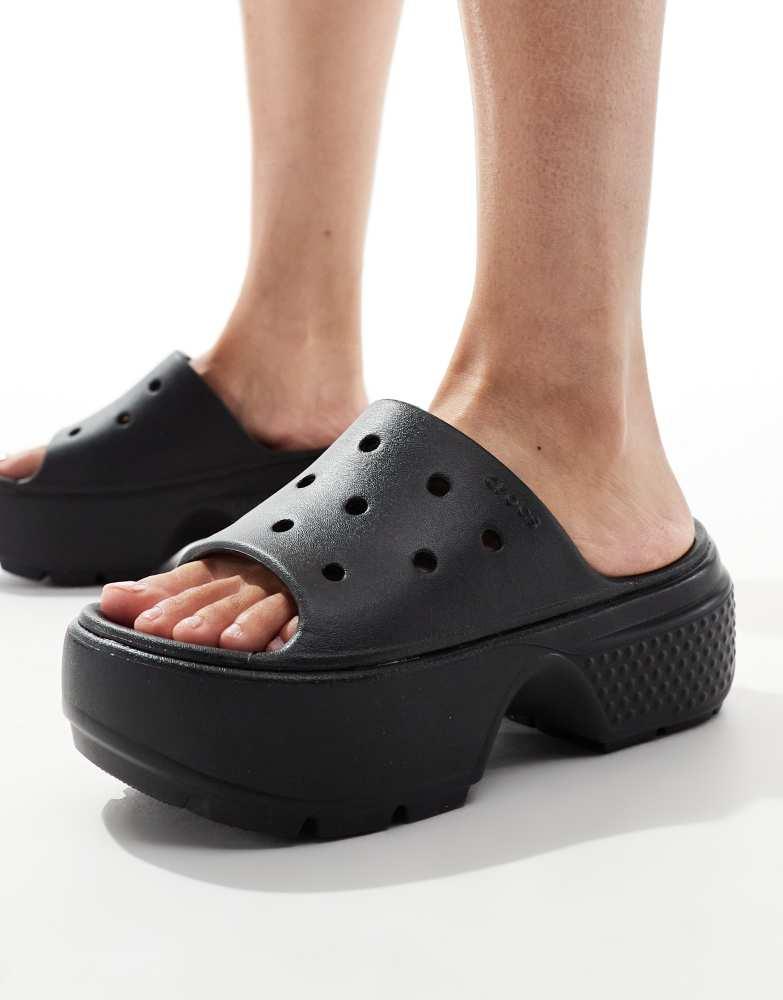 国内配送 CROCS STOMP SLIDE BLACK crocs Stomp Slide Black（クロックス ストンプ スライド