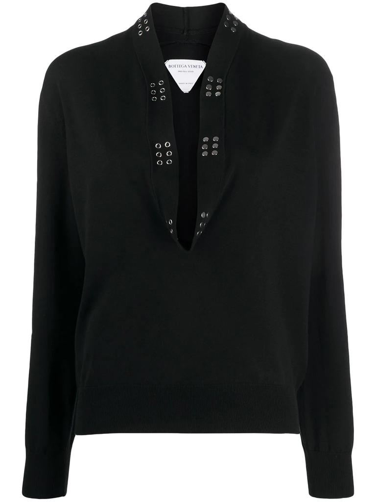 Bottega Veneta studded U-neck knitted top - women