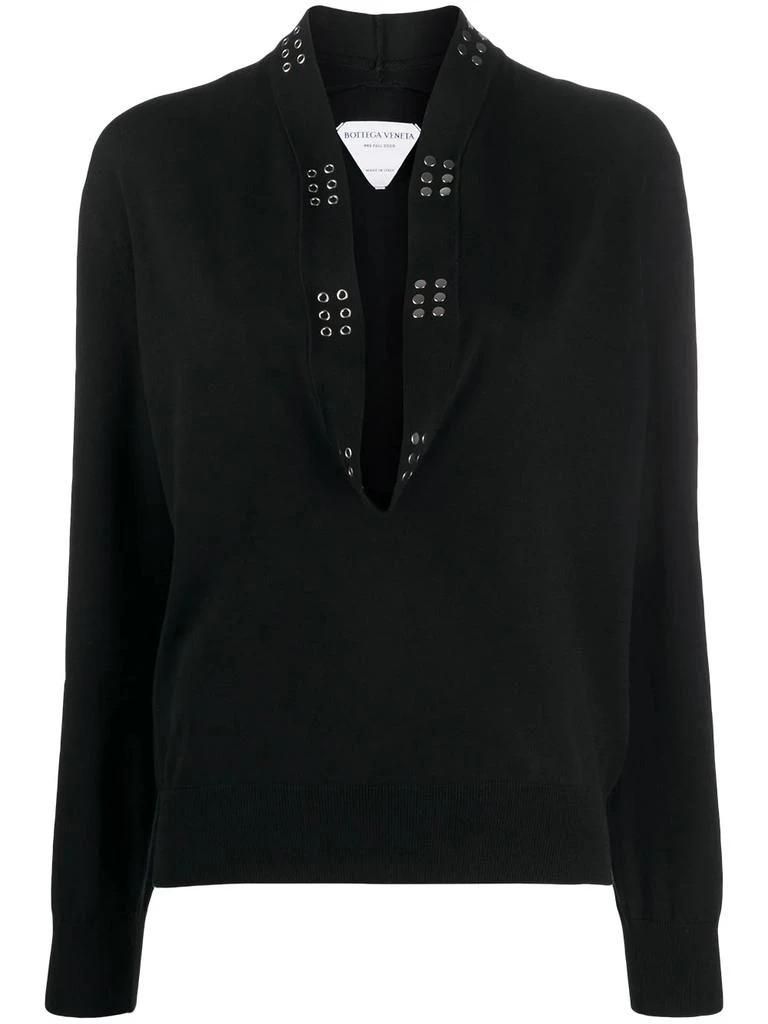 Bottega Veneta studded U-neck knitted top - women 1