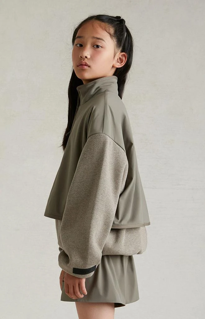 Essentials Essentials Dust Heather Grey Nylon Fleece Mock Neck Sweatshirt 3