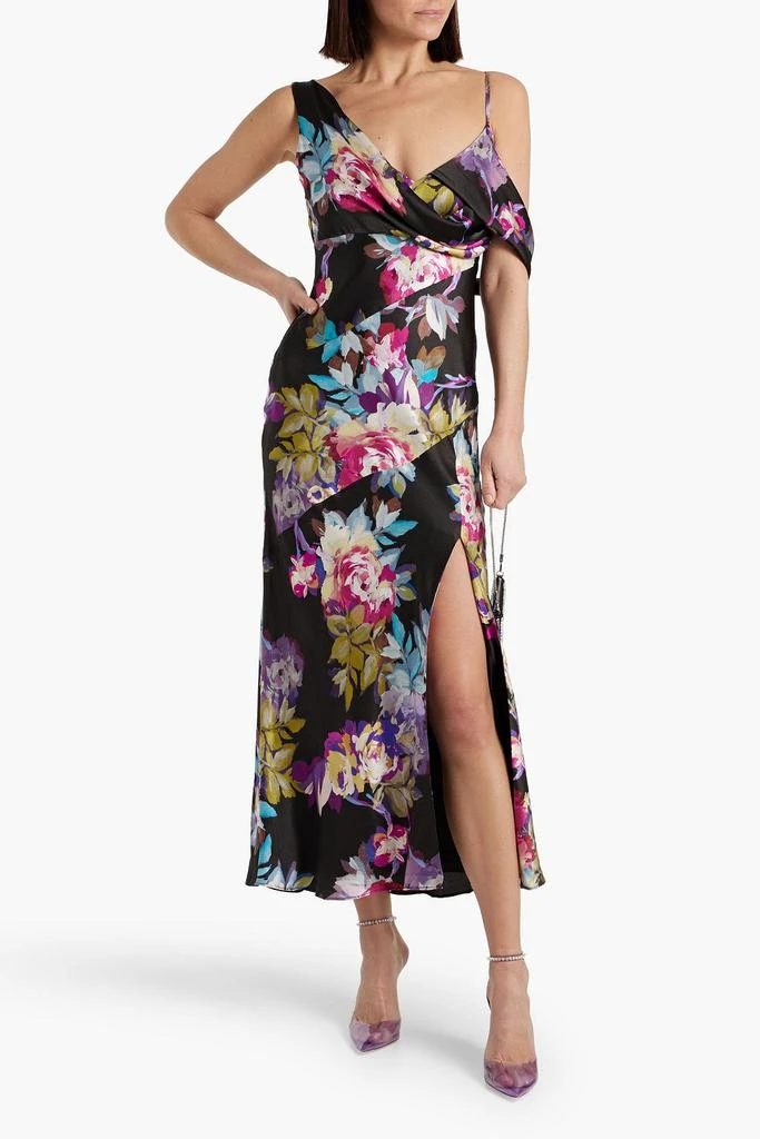 NICHOLAS Draped floral-print satin-crepe midi dress 2