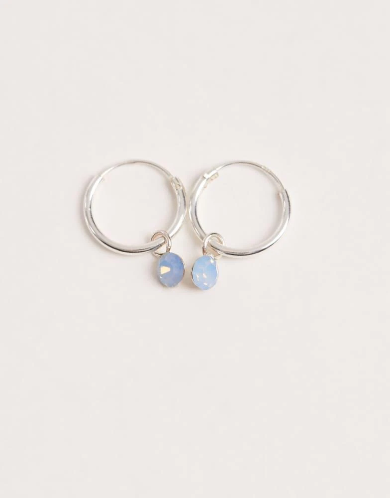 Kingsley Ryan Kingsley Ryan blue gemstone drop hoop earrings in silver 3