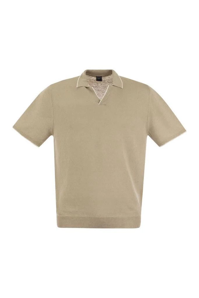 Fedeli Fedeli Polo Shirt With Open Collar In Linen And Cotton 1