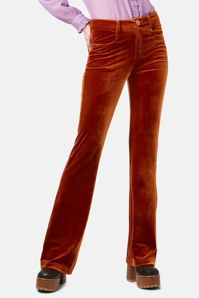 Traffic People Never say goodbye brown velvet flare trousers 2
