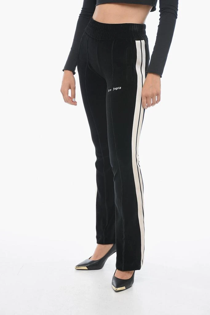 Palm Angels Velour Track Pants with Contrasting Bands 1