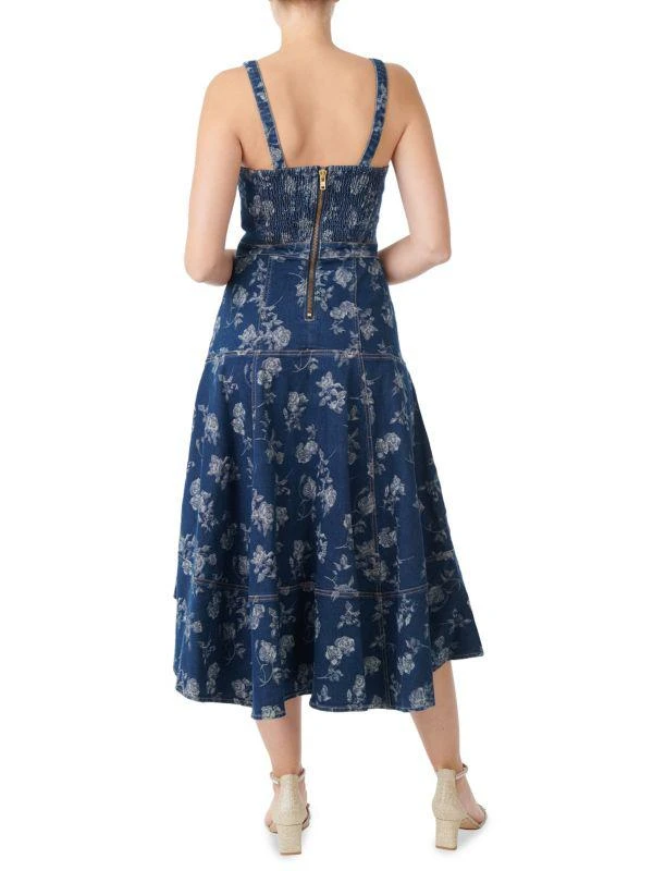 Badgley Mischka Floral Denim High Low Dress 2