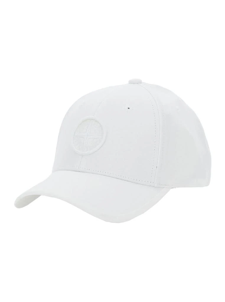 Stone Island Junior White Baseball Cap With Logo In Cotton Boy 1