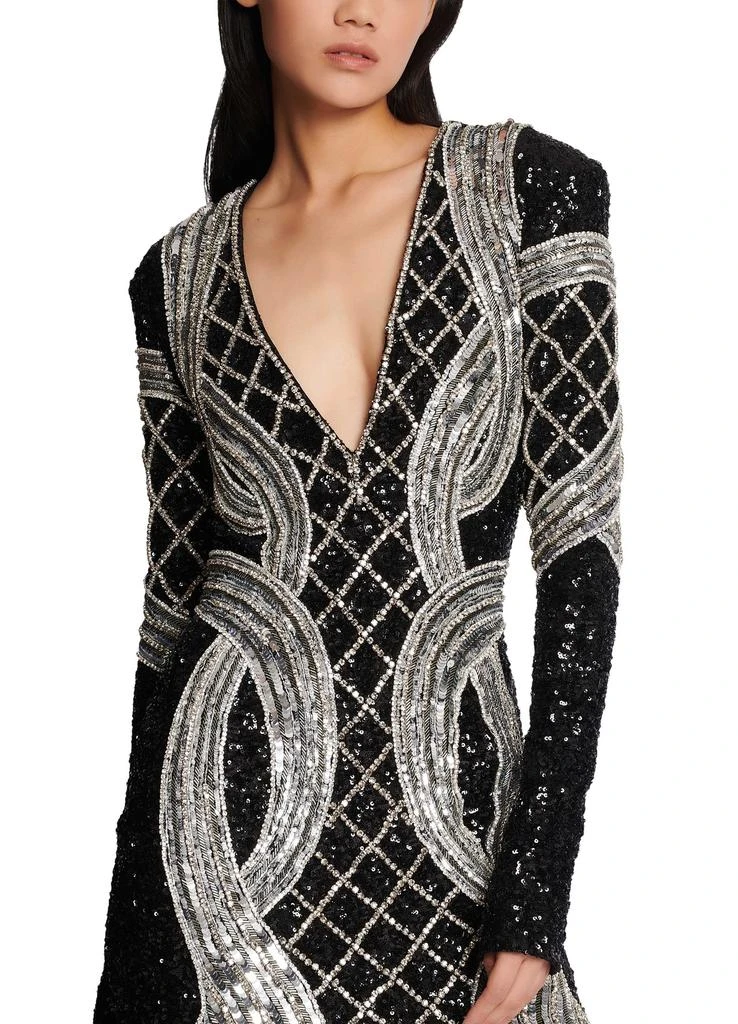Balmain Short silver embroidered dress 4