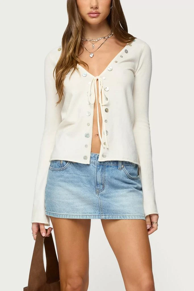 Edikted Edikted Jesy Iridescent Split Front Knit Cardigan 4