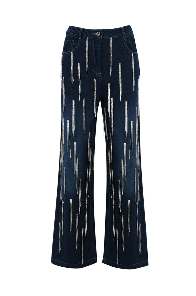PATRIZIA Denim Trousers With Hanging Rhinestones 1