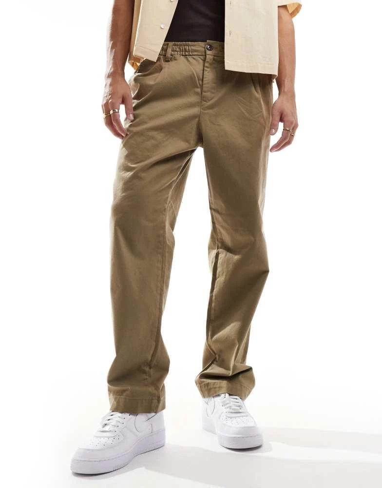 Jack & Jones loose fit pull on chino with pleated front in beige ASOS