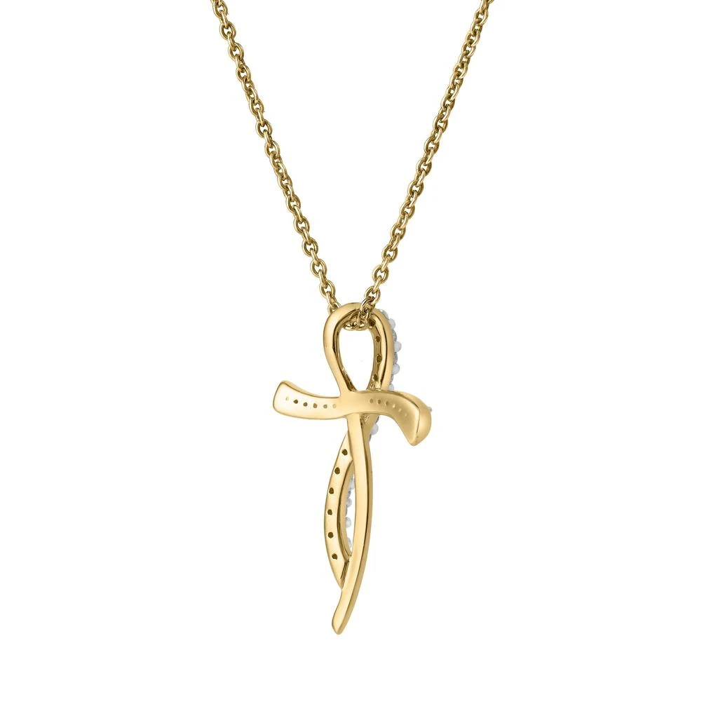 LuvMyJewelry Elarith Curve 0.15 Cts Natural Diamond 14K Gold Pendant 3