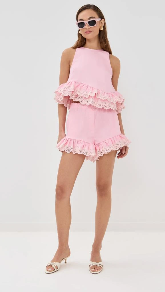 Kika Vargas Li Top Pale Pink Cotton + White Embroidery 4