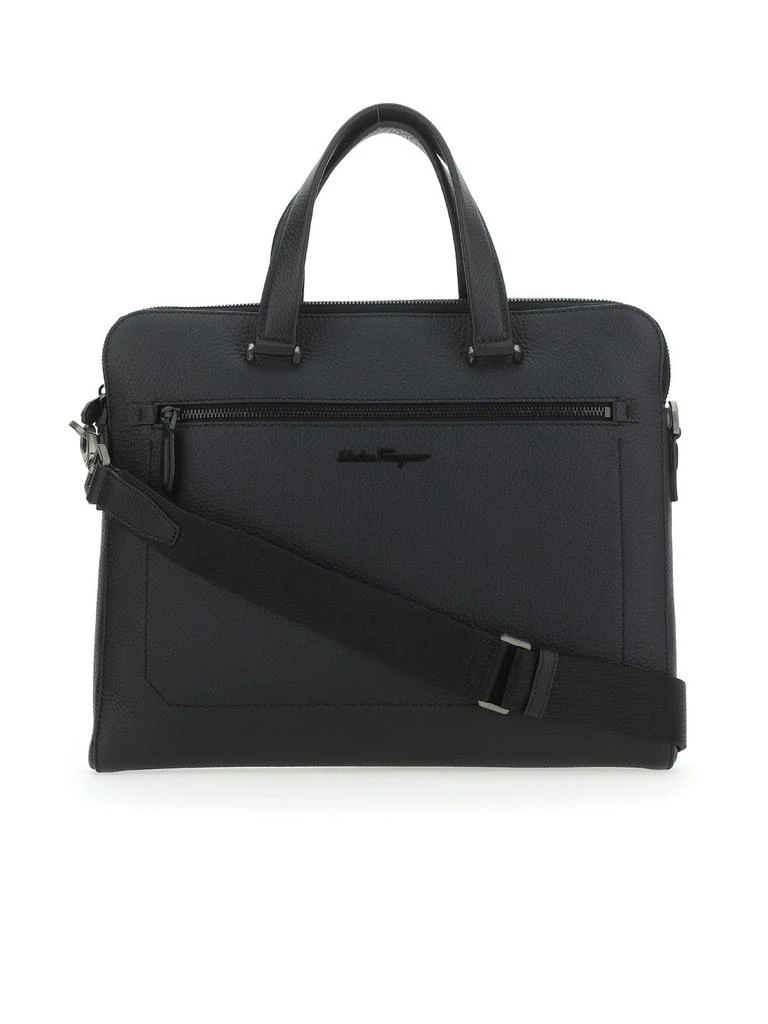 Salvatore Ferragamo Ferragamo Logo-Plaque Zipped Briefcase