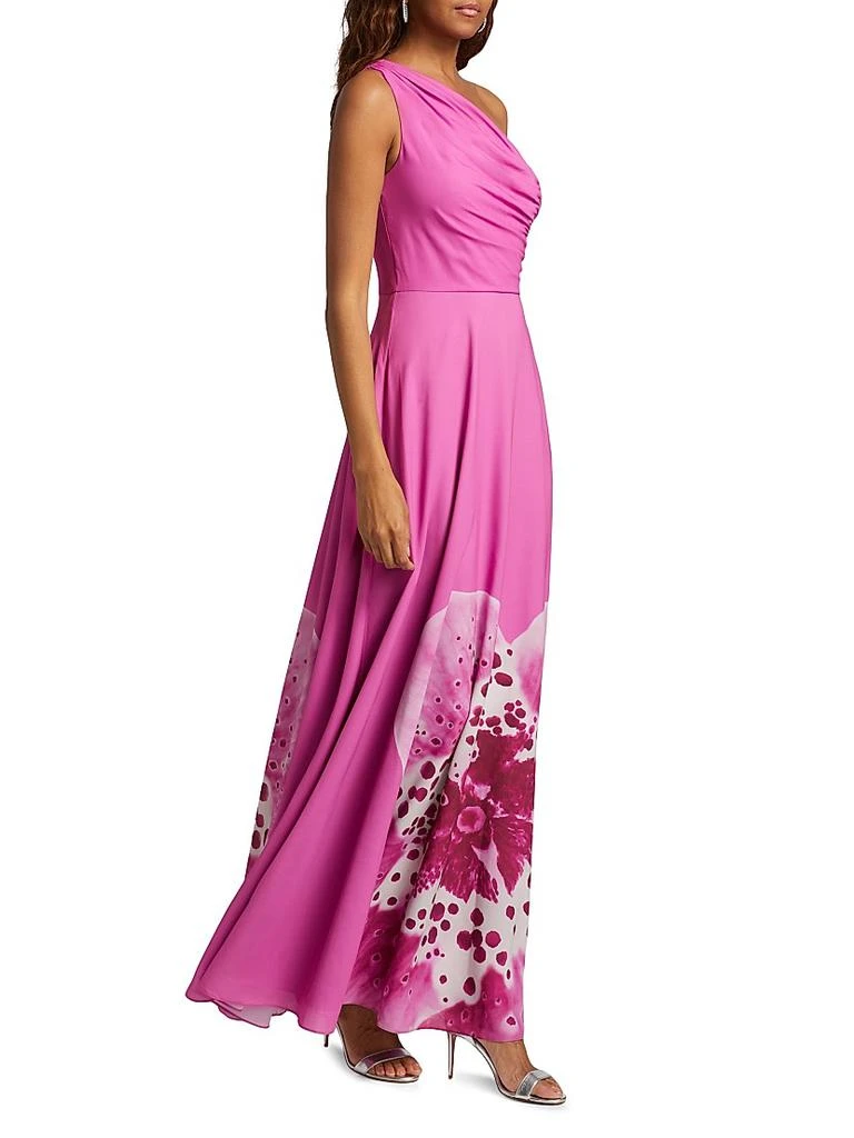 AMUR Atlas Floral One-Shoulder Gown 4