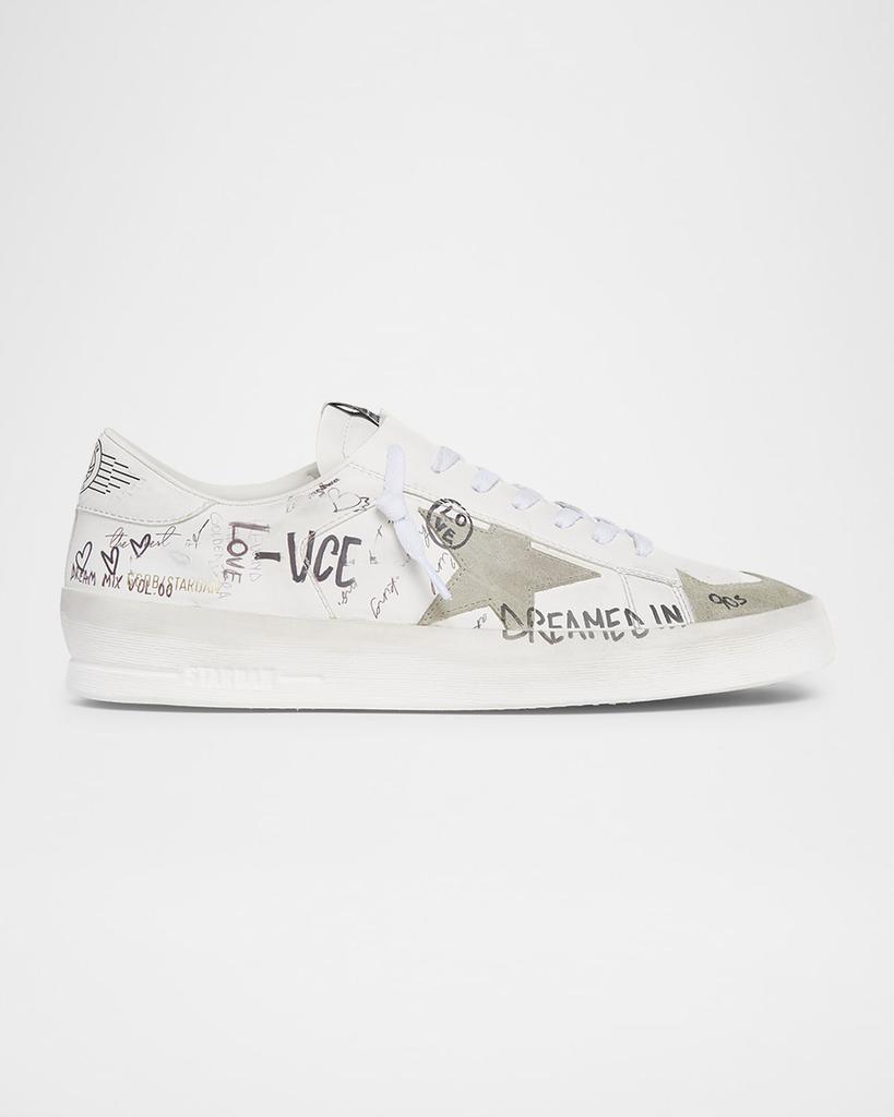 Shop Men's Stardan Graffiti Leather Low-Top Sneakers on Sale