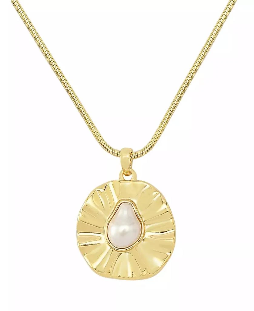 Robert Lee Morris Faux Cultivated Pearl Textured Coin Pendant Necklace 2