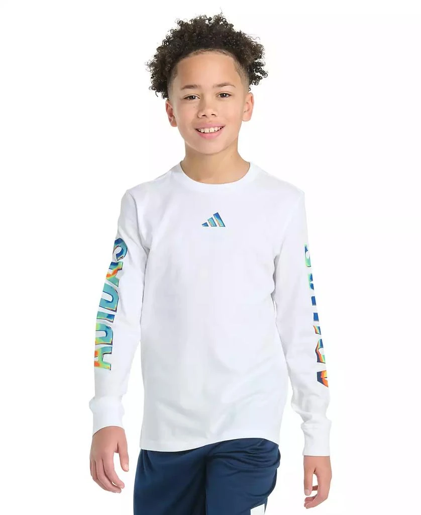 Adidas Big Boys Long-Sleeve Spectrum of Light Logo Graphic Cotton T-Shirt