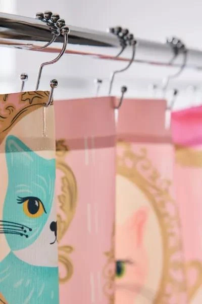 Urban Outfitters Cat Cameos Patterned Shower Curtain 3