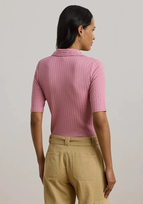 Ralph Lauren Ralph Lauren Women S Rib Knit Elbow Sleeve Polo T Shirt 2