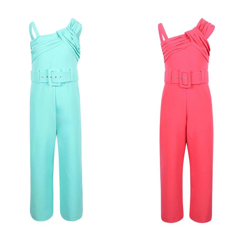 Abel & Lula Long elegant jumpsuits set in turquoise and pink 1