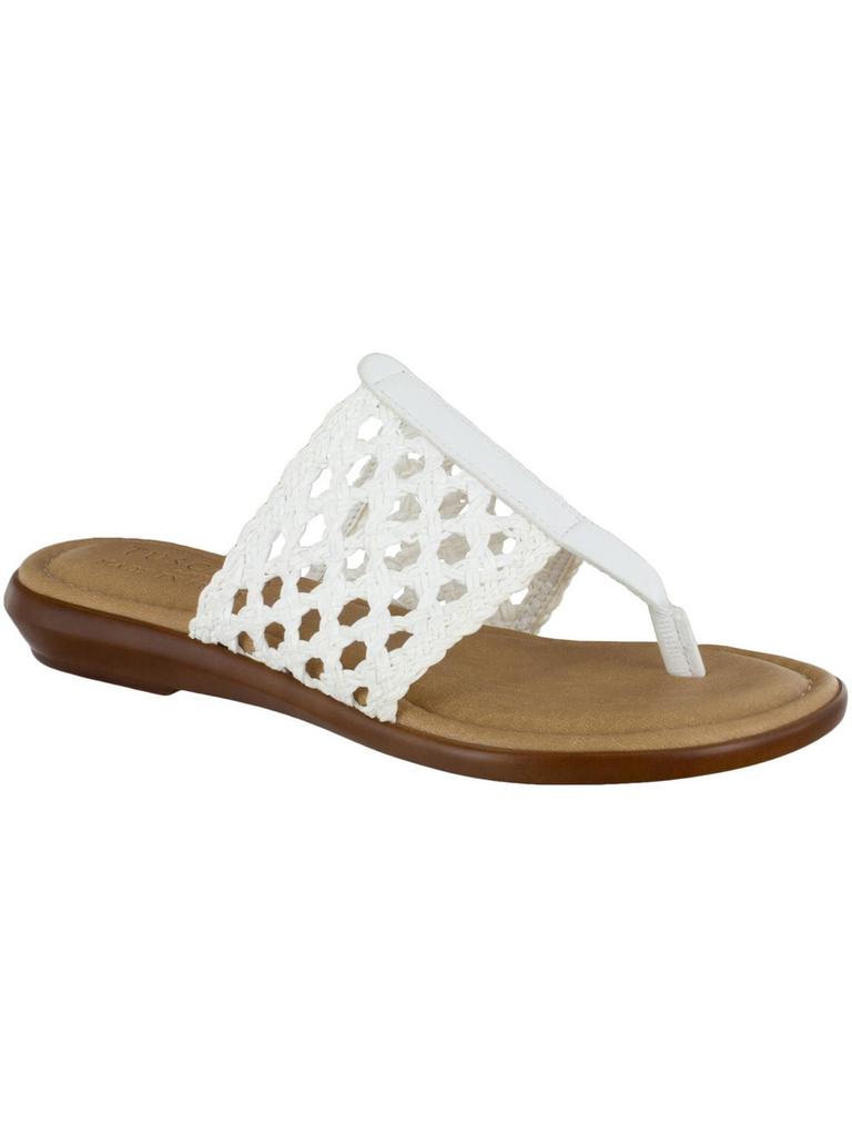 Tuscany By Easy Street Womens Faux Leather Braided Slide Sandals