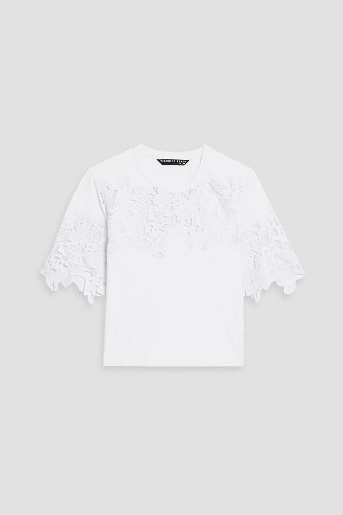 VERONICA BEARD Carnaby guipure lace-paneled stretch-cotton jersey T-shirt 1