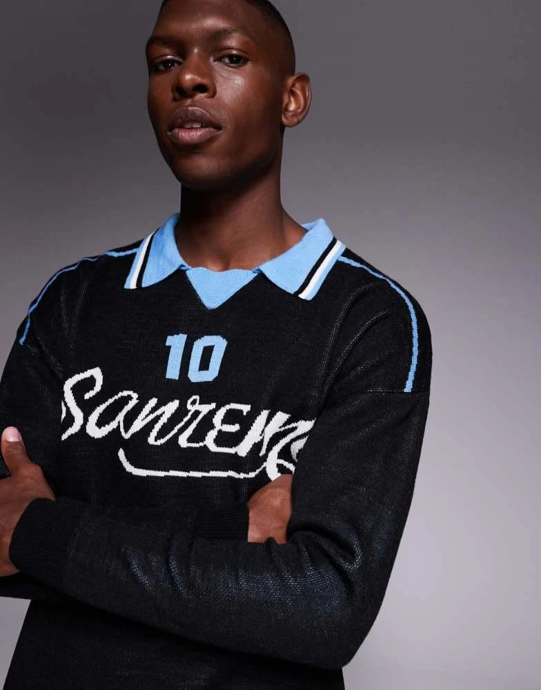 ASOS ASOS DESIGN relaxed knitted long sleeve polo with sport