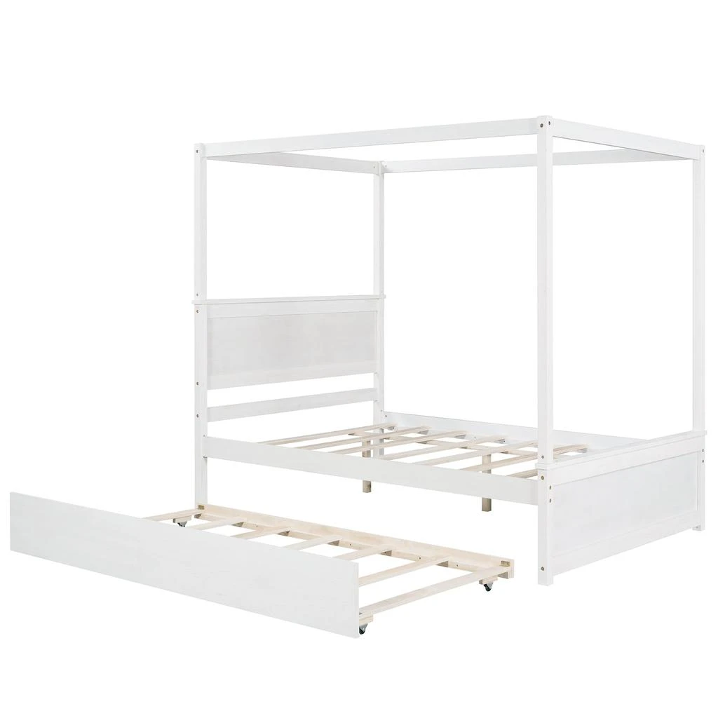 Streamdale Furniture Streamdale Wood Canopy Bed With Trundle Bed 6