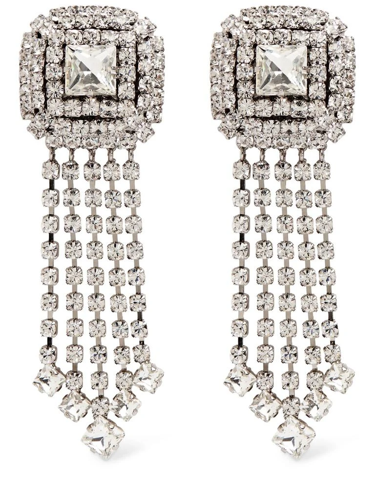Alessandra Rich Square Crystal Earrings W/ Fringes 1