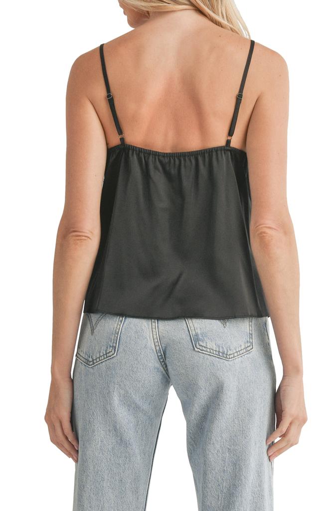 All in Favor Faux Feather Trim Satin Camisole