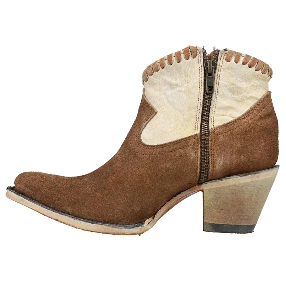 Corral Boots Sand and Brown Woven Round Toe Zippered Cowboy Booties 3