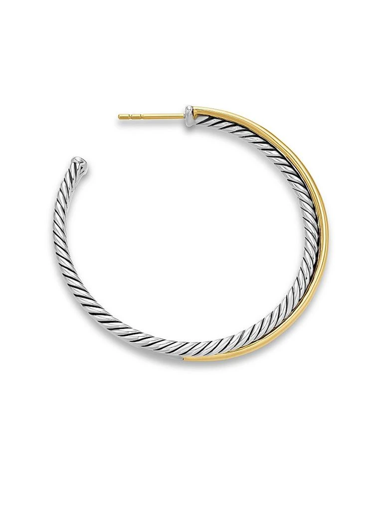 David Yurman Crossover Hoop Earrings in Sterling Silver with 18K Yellow Gold, 44mm 4