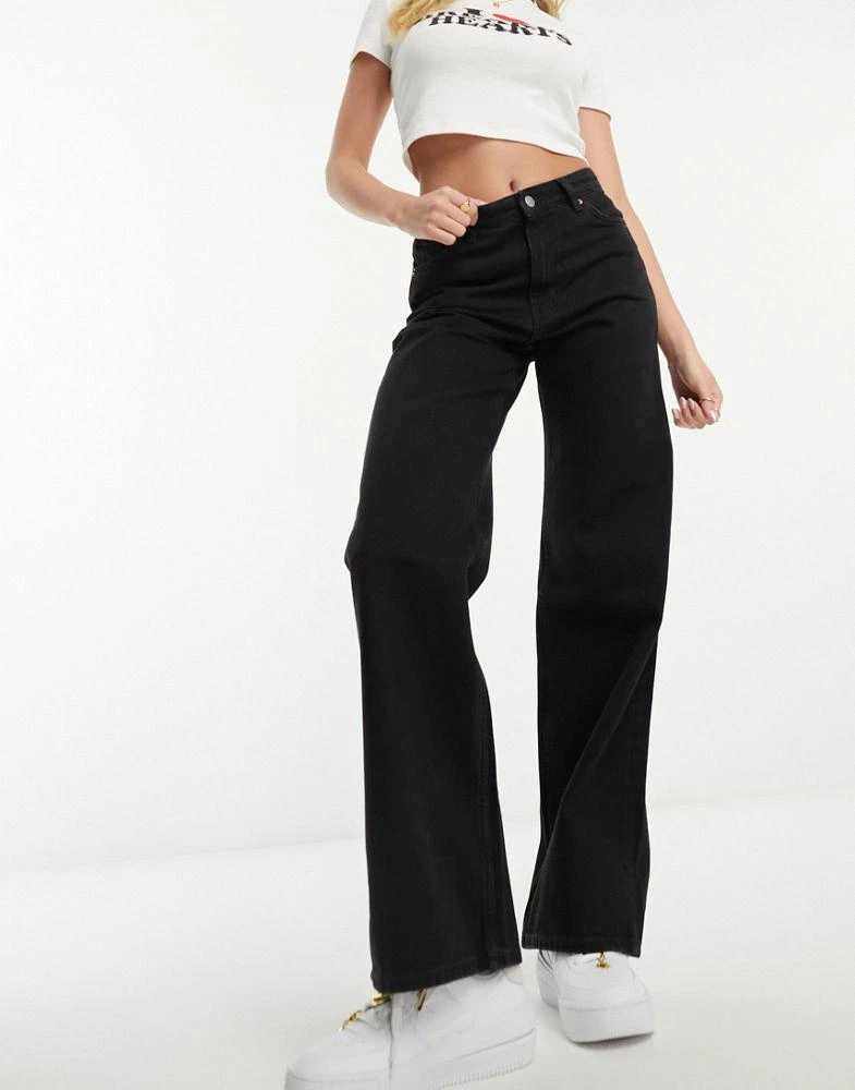 Monki Monki Yoko high waist wide leg jeans in black 1