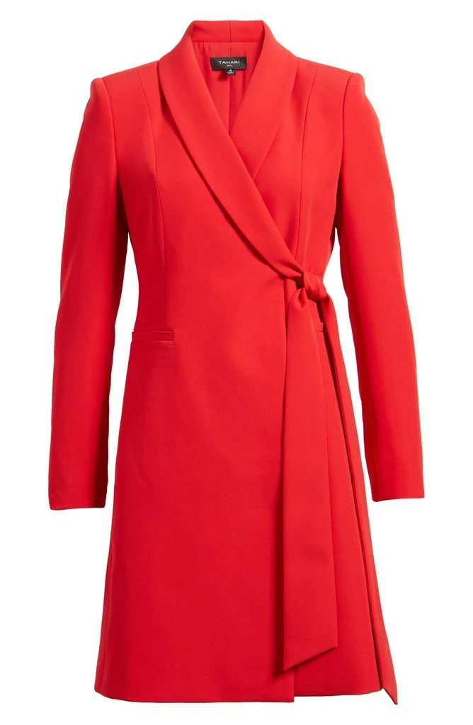 Tahari Side Tie Long Sleeve Wrap Coat Dress 5