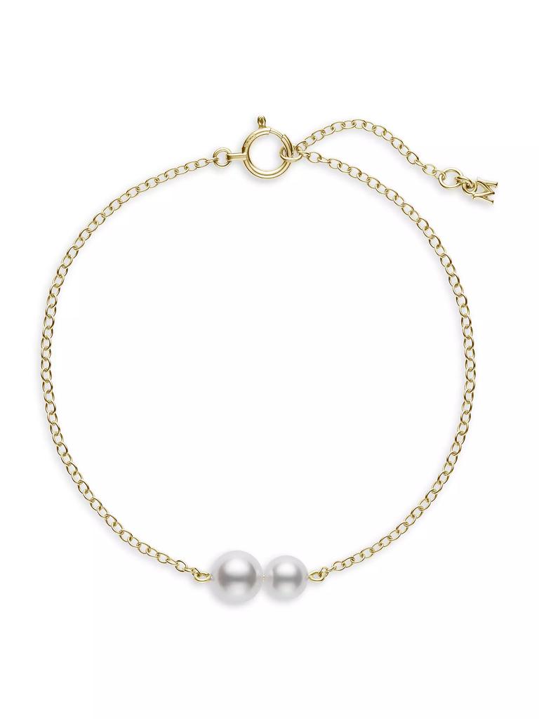 Mikimoto 18K Yellow Gold & 5-6MM Akoya Pearl Station Bracelet