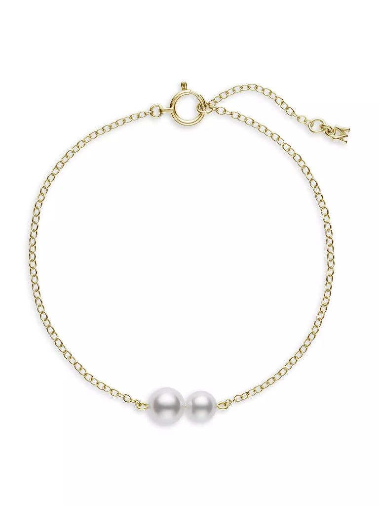 Mikimoto 18K Yellow Gold & 5-6MM Akoya Pearl Station Bracelet 1