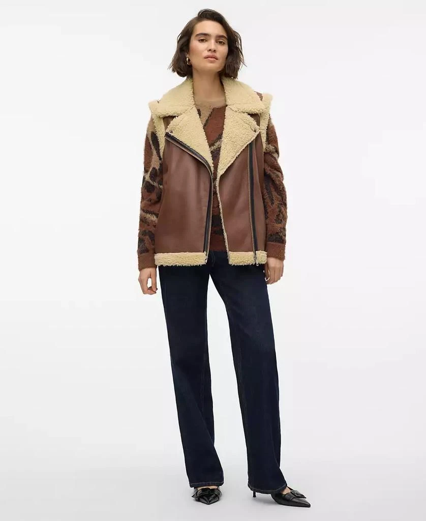 VERO MODA Women's Kay Faux-Leather Teddy-Line Jacket 4