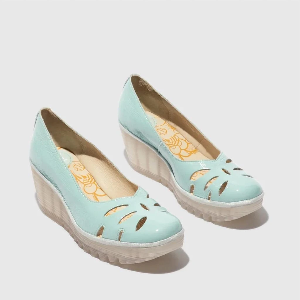 FLY London Women's Cut-Out Wedge Shoes In Spearmint 1