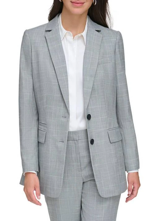 DKNY Womens Notch Collar 2 Button Jacket With Flap Pockets 1
