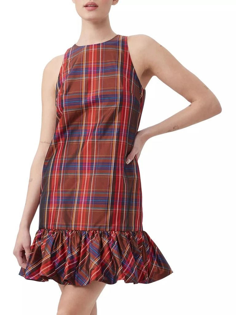 Trina Turk Berry Plaid Puff-Hem Dress 1