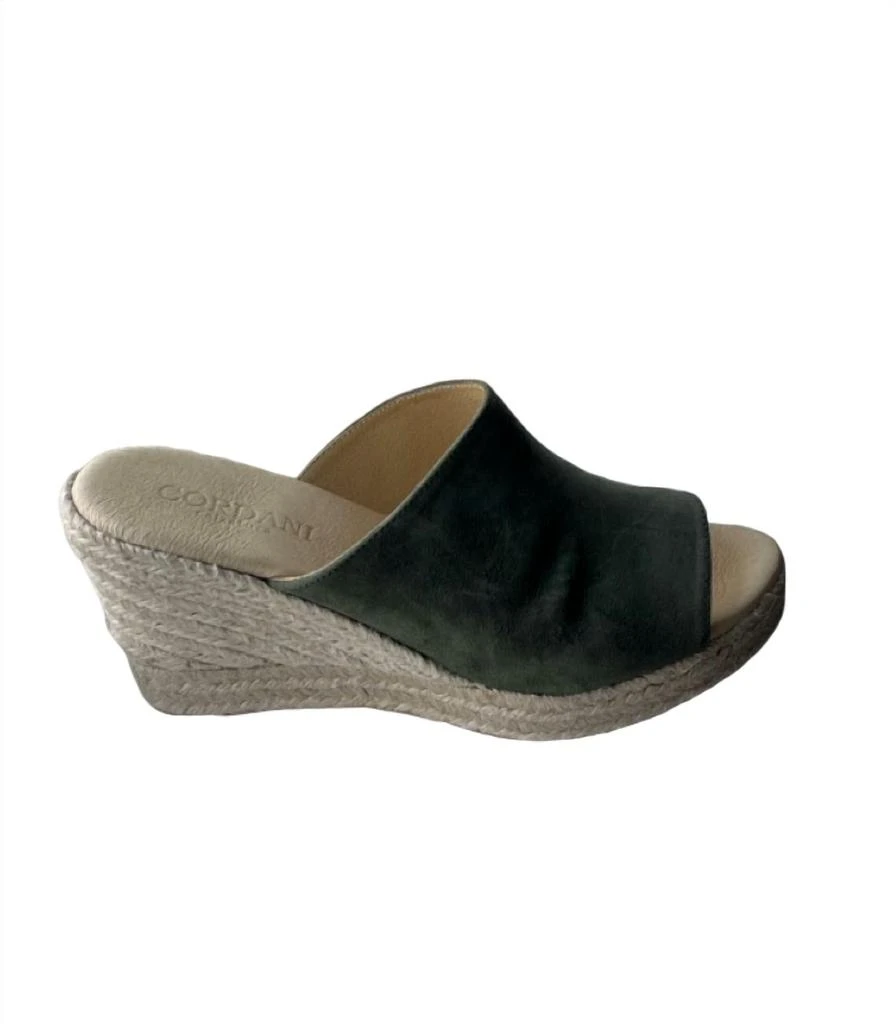 CORDANI Easton Wedge Sandal In Khaki Suede 1