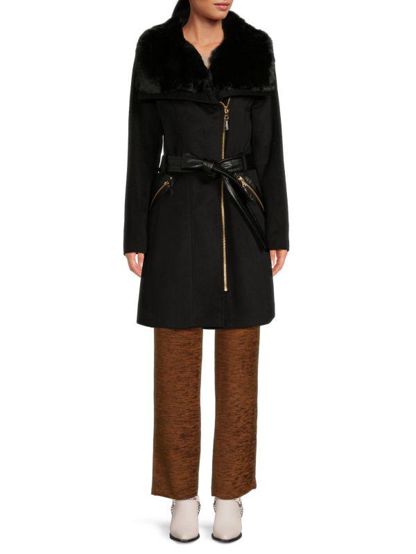 Via Spiga Faux Fur Spread Collar Jacket