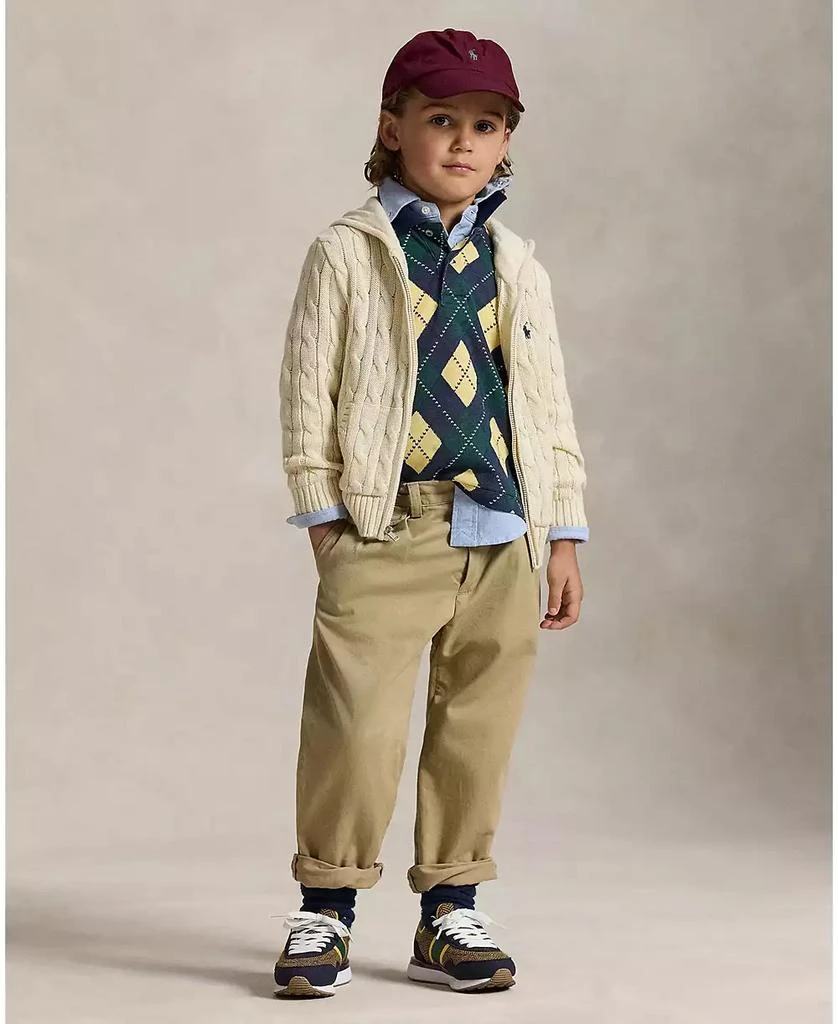 Ralph Lauren Toddler and Little Boys Cable Cotton Hooded Full-Zip Sweater 2