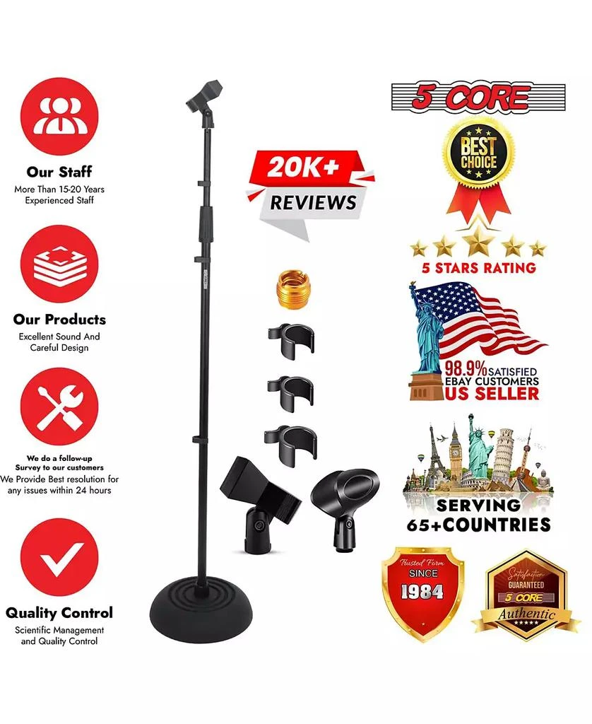 5 Core Microphone Stand Floor 4 Pcs Adjustable w Extending Telescoping Boom Arm 3