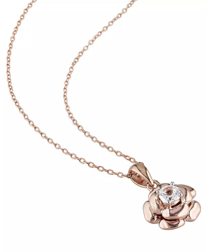 Macy's Lab-Grown White Sapphire Rose 18" Pendant Necklace (1/3 ct. t.w.) in Rose-Plated Sterling Silver 3